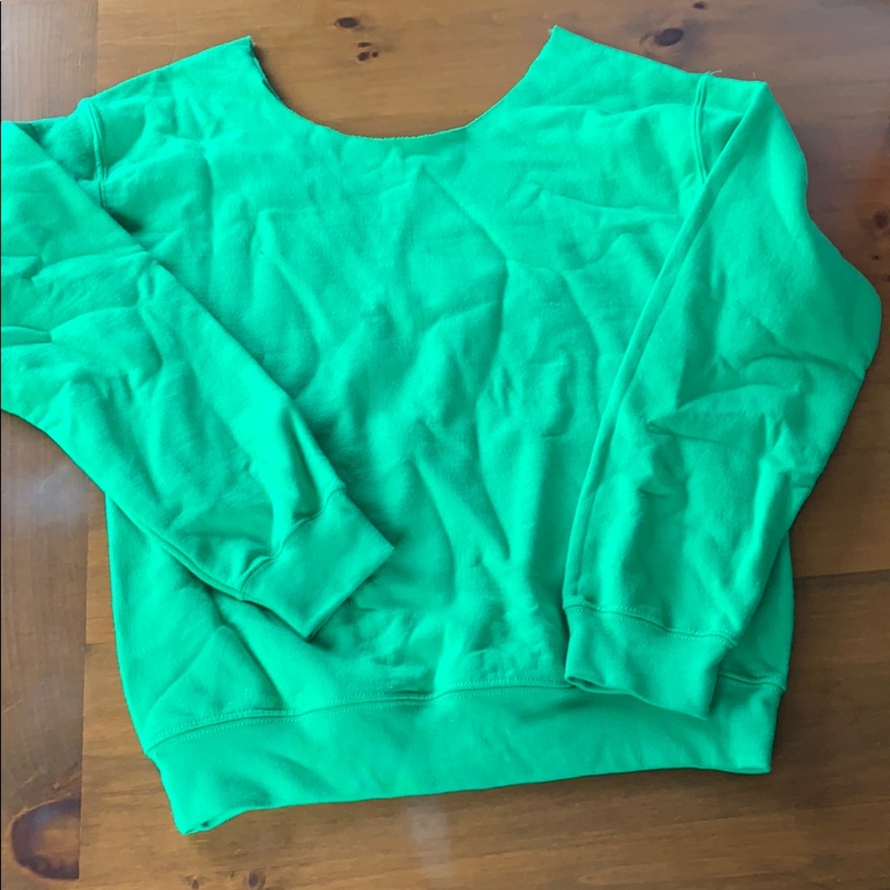 Bright green handmade shell sweatshirt - Picture 5 of 7